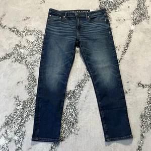 Pantalones de mezclilla American Eagle para hombre talla 36 X 30 azules Airflex ajustados después de medianoche - Imagen 1 de 12