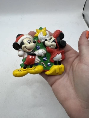 Disney Mickey and Minnie Mouse Decorating Christmas Tree Magnet 1995 - Image 1 of 2