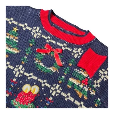 Suéter Loft Feminino Antigo L Natal Férias Suéter Feito nos EUA 100% Algodão - Imagem 1 de 4