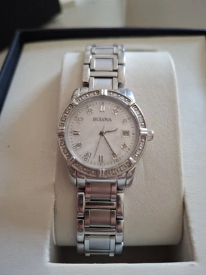 Ladies Bulova 96R105 Mother Of Pearl And Diamond Dial And Diamond Bezel - Image 1 of 2