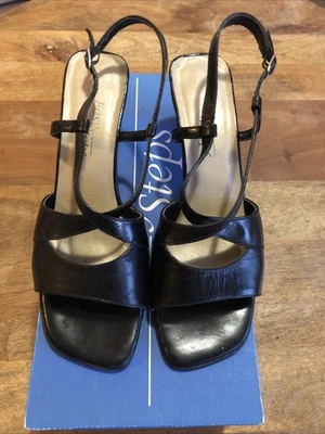 Easy Steps Womens Black Leather Open Toe Strappy Heeled Sandals Size AU 7.5 - image 1 of 4