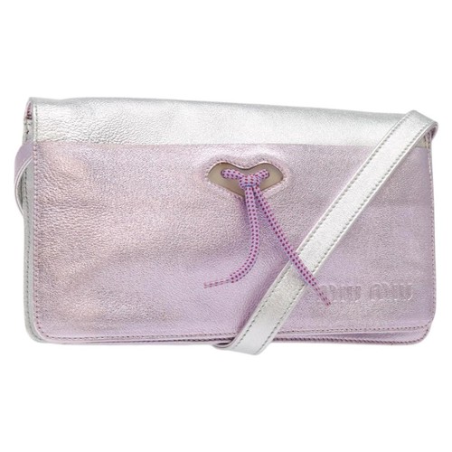 Borsa a tracolla Miu Miu in pelle rosa argento originale 125406V