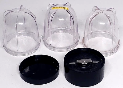 Magic Bullet 3 Tazas Cortas 4" 10oz Hoja Plana Base Coctelera Tapa Repuesto Foto 1 de 4