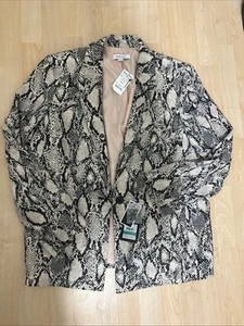 Nine West Womens Blazer Jacket Plus 16 Pink Black Snake Skin Lined One Button - Picture 1 of 10