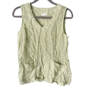 J. Jill Top Damen klein grün 100% Leinen Tasche Tanktop Bluse Lagenlook - Bild 1 von 7