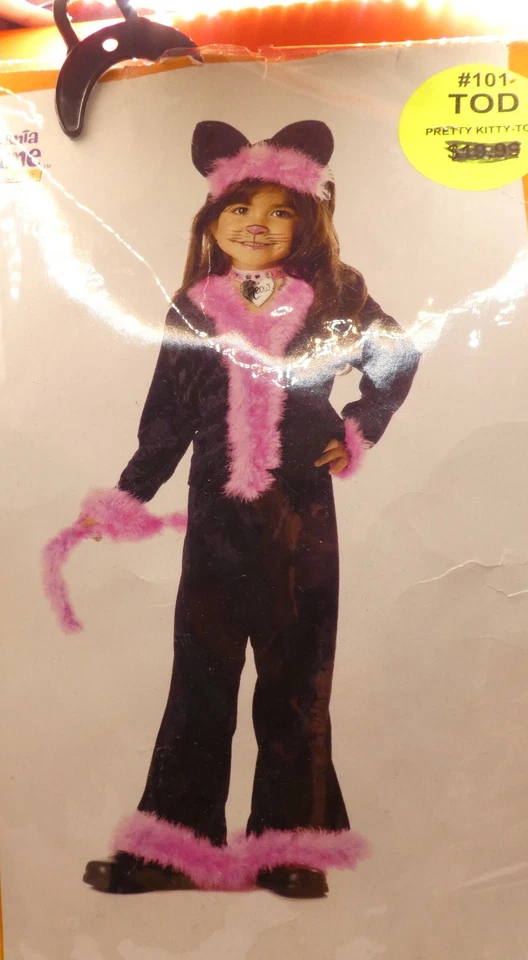 DISFRAZ DE GATITO BONITO NIÑO PEQUEÑO TALLA M (2-4) DETALLES DE TERCIOPELO Y PLUMAS ROSAS Foto 1 de 3