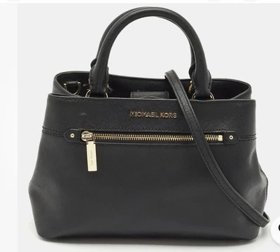Michael Kors Hailee Large Leather Satchel Shoulder Black Bag Classic Designer - Image 1 of 4