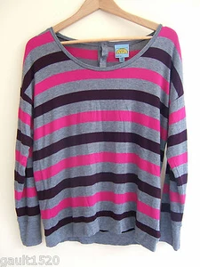 NWT C & C California Designer Very Berry Cozy Oversized Striped Sweater M $128 - Picture 1 of 11