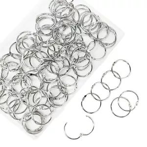 100Pack 1 In Loose Leaf Binder Rings Metal Book Rings for Index Cards Flashcards - Picture 1 of 9