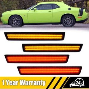 For 2015-2022 Dodge Challenger Smoked Lens LED Side Marker Lights Front & Rear - Picture 1 of 12