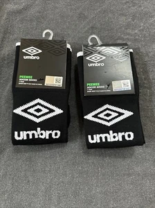 2 Pair Of Umbro Peewee Boys & Girls Soccer Socks Black: Shoe Size 9-2.5 NEW - Picture 1 of 2