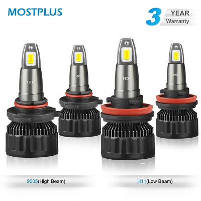 4x Combo 9005+H11 Kit de conversión de faros LED bombillas de haz alto bajo 6000K Foto 1 de 4