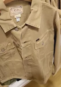 NUEVO CON ETIQUETAS Polo Ralph Lauren Grande y Alto CAQUI TOSTADO BEIGE Denim Trucker Jean Chaqueta - Imagen 1 de 4