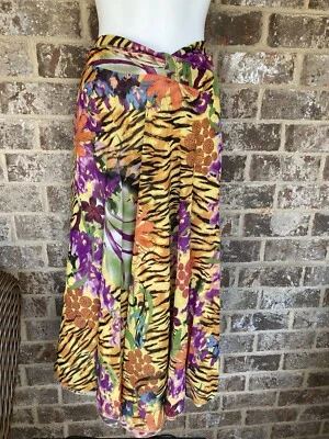 Saia maxi floral feminina OS assimétrica ajustável cintura amarrada nova com etiquetas - Imagem 1 de 4