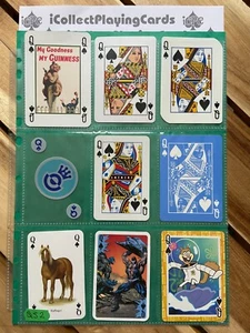 QS2 - Lot of 9 Single Swap Trading Playing Cards Queen of Spades - Various Backs - Picture 1 of 2