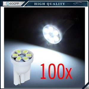 100PCS White T10 W5W 158 168 192 194 6SMD LED Dash Speedometer Instrument Light - Picture 1 of 7