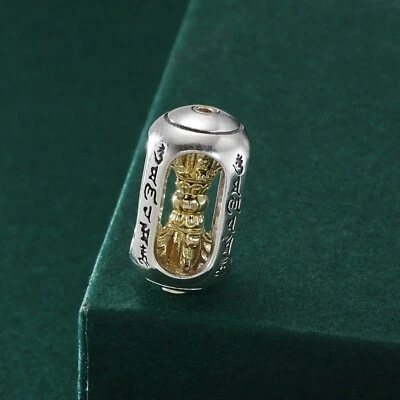Men Women Real 925 Sterling Silver For Lucky Mantra Vajra Pestle Hollow Pendant - Image 1 of 4