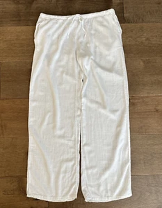 H&M Divided Linen Pants Women's Medium White Pull On Straight Leg Flowy Stretch - Picture 1 of 6