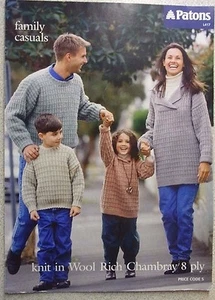 Patons knitting LEAFLET no. L 417 FAMILY JUMPERS 8 PLY CHAMBRAY WOOL - Picture 1 of 1
