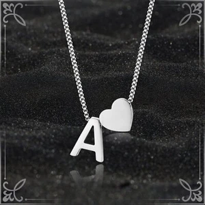 Women Stainless Steel A-Z 26 Glossy Letters Pendant Alphabet Adjustable Necklace - Picture 1 of 57