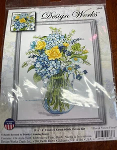 "Kit completo punti croce fiori in vaso 10""x14"" - Foto 1 di 3