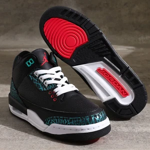 Nike Air Jordan 3 Retro (GS) Shoes Black Hyper Jade Red FV5437-001 Multi Sizes - Picture 1 of 9