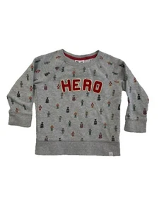 Gap DC Comic Sweatshirt Boys Sz 4 Gray Crew Justice League Superhero Letterman - Picture 1 of 10