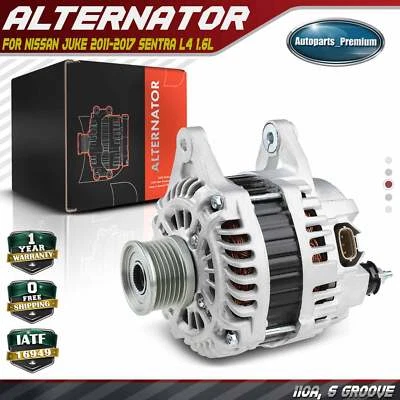 Alternator for Nissan Juke 2011-2017 Sentra L4 1.6L 110A 6-Groove Clutch Pulley - Image 1 of 4