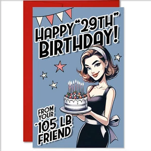 Feliz ""29th"" cumpleaños - 5,3 x 8 con sobre - hecho en EE. UU. - Imagen 1 de 4