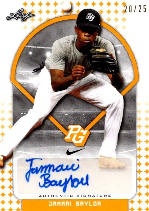 JAMARI BAYLOR 2018 Leaf Perfect Game National Showcase Auto Yellow #/25 #BA-JB3 - Image 1 of 2