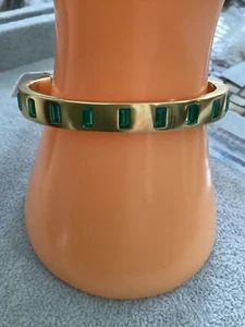 JCrew Gold-Tone Bracelet with Green Inlayed Glass Stones NWT - Picture 1 of 6
