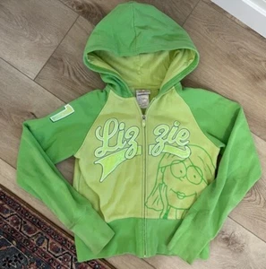 Y2K LIZZIE MCGUIRE Disney Store Green Zip Up Embroidered Hoodie size 10/12 GIRL - Picture 1 of 8