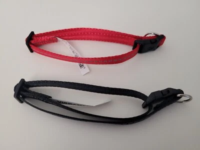 2 Dog Collars Small 8-14 in Red & Black Reflective Stitching Vibrant Life  - Image 1 of 3