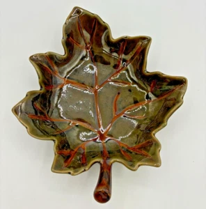 Pottery Barn Harvest Leaf Ceramic Glazed Serving Plate Tray Autumn Fall Decor - Picture 1 of 16