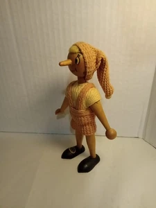 Seltene Vintage Holzgelenk Pinocchio Puppe Spielzeug handgefertigt & bemalt 1950er 7 1/2 Zoll - Bild 1 von 4