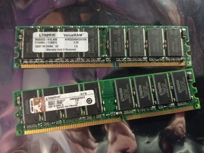 lot de 2 memoire 1X512 et 1x256Mo KINGSTON DDR333 PC2700 184pin non-ECC - Photo 1/2