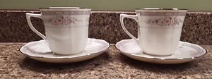 Noritake Rothschild Marfil China Lote de 2 tazas y 2 platillos #7293 Japón - Imagen 1 de 9
