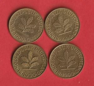 BRD, 4 mal 10 Pfennig Münze, 1990, Prägestätten A, D, F & J, zirkulierte Münzen - Bild 1 von 2