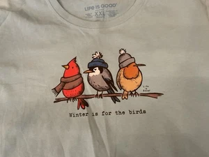 NWOT Life is Good Winter Birds Long Sleeve Crusher T Tee Shirt XXL 2X - Picture 1 of 5