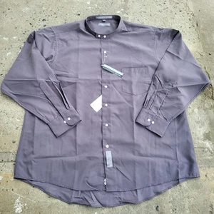 New Vintage Geoffrey Beene Grandad Shirt Size 18 Gray Long Sleeve 90s Minimalist - Picture 1 of 9