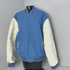 Giacca Rennoc Varsity Classic Letterman taglia XL blu/bianco lana/pelle USA - Foto 1 di 12