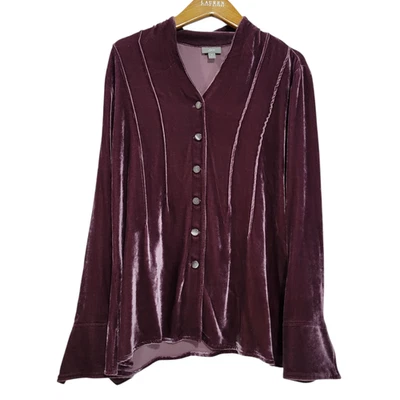 Top túnica de terciopelo Jill para mujer mediano púrpura manga campana abotonada romántico gótico Foto 1 de 4