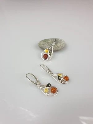 Brincos de âmbar feitos de prata esterlina 925 conjunto de joias de brincos de âmbar - Imagem 1 de 4