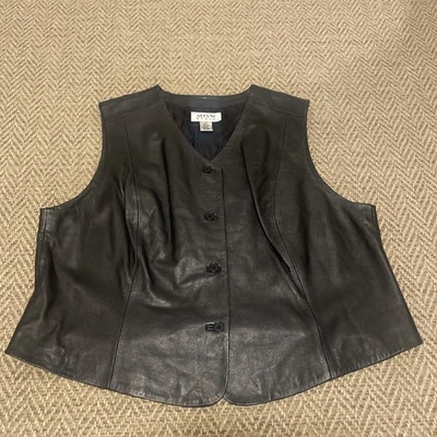 Alfani Women's Button Front  Black Lambs Leather Vest Size 22W Vintage Soft - Image 1 of 4