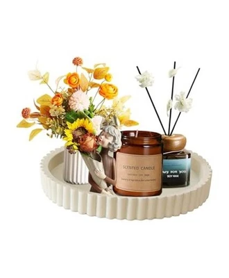 Bandeja decorativa redonda de hormigón para mesa de centro, mesa de centro redonda moderna  Foto 1 de 4