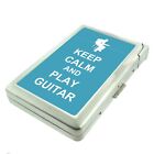 Metal Cigarette Case with Built In Lighter Keep Calm and Play Guitar D11