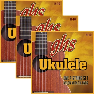 3 juegos de cuerdas de ukelele de nailon GHS H-10 - soprano/concierto - nailon negro - Imagen 1 de 1