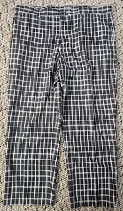 IZOD Golf Pants Men's 42X30 Black Gray Check Preppy Plaid Active Casual - Picture 1 of 6