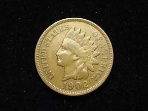 SPRING SALE!! ERROR COIN VERY FINE+ 1902/2 COPPER INDIAN HEAD CENT PENNY #39q - Picture 1 of 2