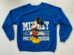 Vtg Mickey Unlimited Disney Spellout Sweatshirt Mens Size Large Blue Brazos USA - Picture 1 of 7